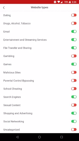 McAfee Safe Family filtering blocking and monitoring